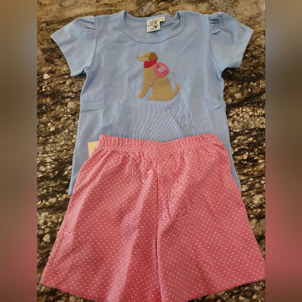 Playful Blue and Pink Set with Dog Design